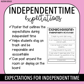 Independent Time Poster by Alexia's Classroom | TPT