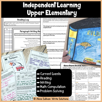 Preview of Independent Learning from Home Upper Elementary Distance Learning Printable
