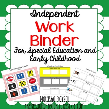 Preview of Independent Work Binder (adapted tasks for special education or early childhood)