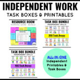 Independent Work Low Prep Bundle | Task Boxes and Printables