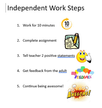 Preview of Independent Work Steps-Editable