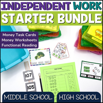 Preview of Independent Work System Middle & High School Life Skills Starter Bundle