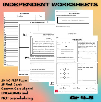 Preview of Independent Worksheets - Incoming 5th Graders