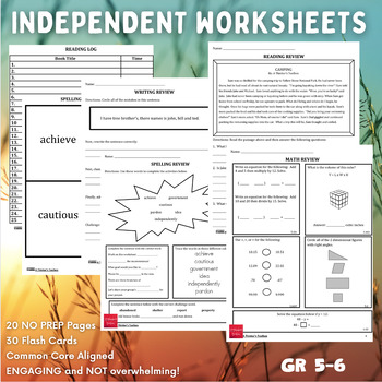 Preview of Independent Worksheets  - Incoming 6th Graders