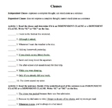 Independent And Dependent Clauses Worksheets & Teaching Resources | TpT
