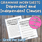 Independent And Dependent Clauses Worksheet | Teachers Pay Teachers