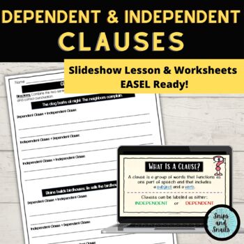 Preview of Independent and Dependent Clauses - Lesson and Worksheets