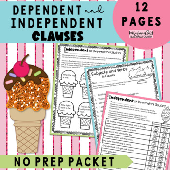 Preview of Independent and Dependent Clauses No Prep Packet