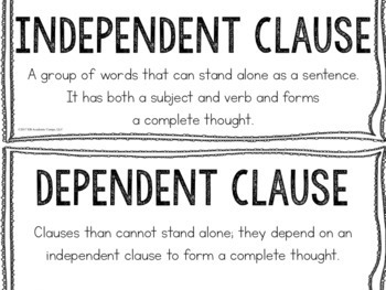 Independent and Dependent Clauses Sort Activity | TpT