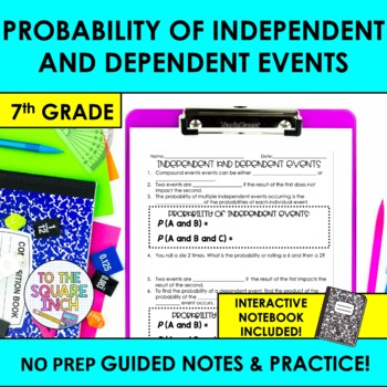 Preview of Independent and Dependent Events Notes & Practice | +Interactive Notebook Format