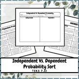 Independent and Dependent Probability Cut and Paste Activi
