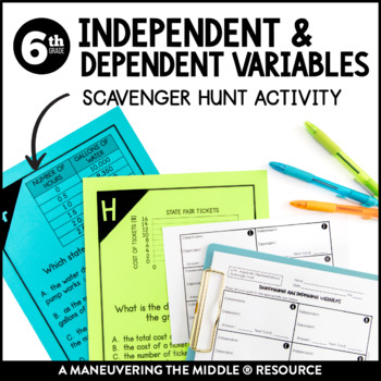Preview of Independent & Dependent Variables from Tables and Graphs Scavenger Hunt