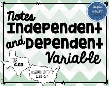 Preview of Independent and Dependent Variable Notes- 6th Grade Mathematics