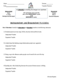 Independent and Dependent Variable Practice Worksheet with KEY