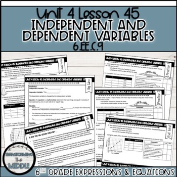 Preview of Independent and Dependent Variables Lesson | 6th Grade Math