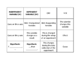 Independent and Dependent Variables Sort