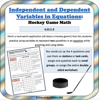 Preview of Independent and Dependent Variables in 6th Grade Math: Real-Life Hockey Math