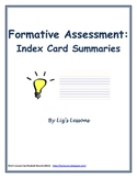 Index Card Questions/Summaries Formative Assessment Template