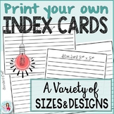 Index Cards Editable Set Plus | Printable