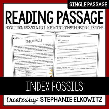 Preview of Index Fossils Reading Passage | Printable & Digital