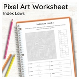 Index Law 1 & 2 Pixel Art Colouring Worksheet