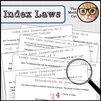 Preview of Index Laws Indices Investigations Bundle