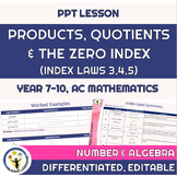 Index Laws - Products, Quotients and Zero Index PPT