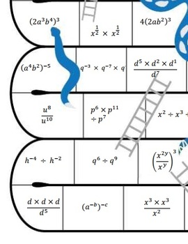 Preview of Index Laws Algebraic and Numeric base snakes and ladder bundle - 8 games