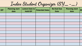 Preview of Index Student Organizer for Special Education Teachers