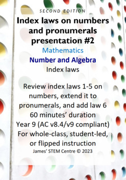 Preview of Index laws presentation (part 2) (editable) - AC Year 9 Maths - Algebra (2nd ed)