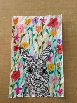 Preview of Indi Maverick Inspired Bunnies Rabbits Spring Easter Ontario Visual Art Lesson