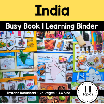 Preview of India Busy Book, Learning binder, India Unit Study