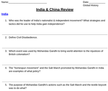 assignment 3 quiz 1 india and china