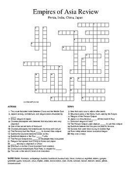 Persia India China and Japan Crossword Puzzle by Christy Oakes
