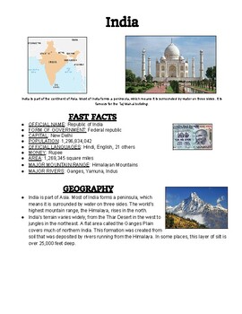 Preview of India Country Profile Facts