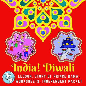 Preview of India! Diwali—Lesson, Story of Prince Rama, Worksheets, Independent Work Packet