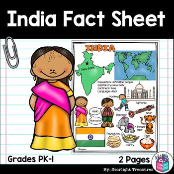 Preview of India Fact Sheet for Early Readers
