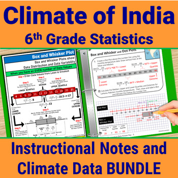 Preview of India Geography 6th Grade Statistics Analyze Climate and Weather Data BUNDLE