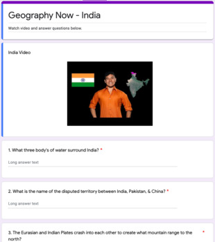 Preview of India Geography Now Video Questions - Distance Learning Online