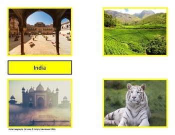 Preview of India Geography Picture Cards Preschool Montessori Kindergarten Culture