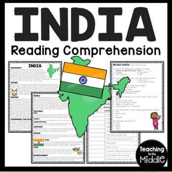 Preview of India Overview Reading Comprehension Worksheet Asia Country Study