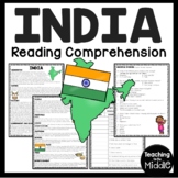 India Overview Reading Comprehension Worksheet Asia Country Study