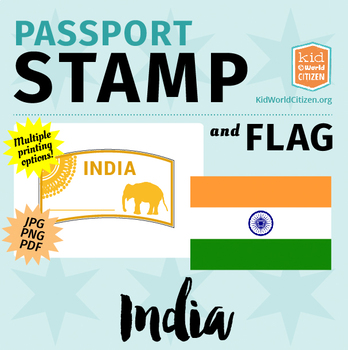 Preview of India Passport Stamp & Flag, Poster & Clip Art for Around the World Unit