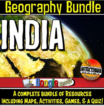Preview of India Physical Geography Bundle, Map Activities & Quizzes with Google Apps