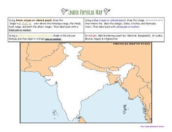 Preview of India Physical Map ACTIVITY