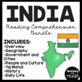 India Reading Comprehension Worksheet Bundle Country Studies Asia