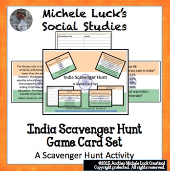 Preview of India Scavenger Hunt Game Card Set or Archeological Dig Task Cards