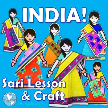 Preview of India! Sari (Saree)—Lesson, No Prep Paper Doll Craft, Culture, Clothing, Gr 1+