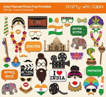 Preview of India Themed Photo Prop Printable - 49 ready to print images