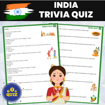 Preview of India Trivia Quiz | Indian History and Geography | World History and Geography 